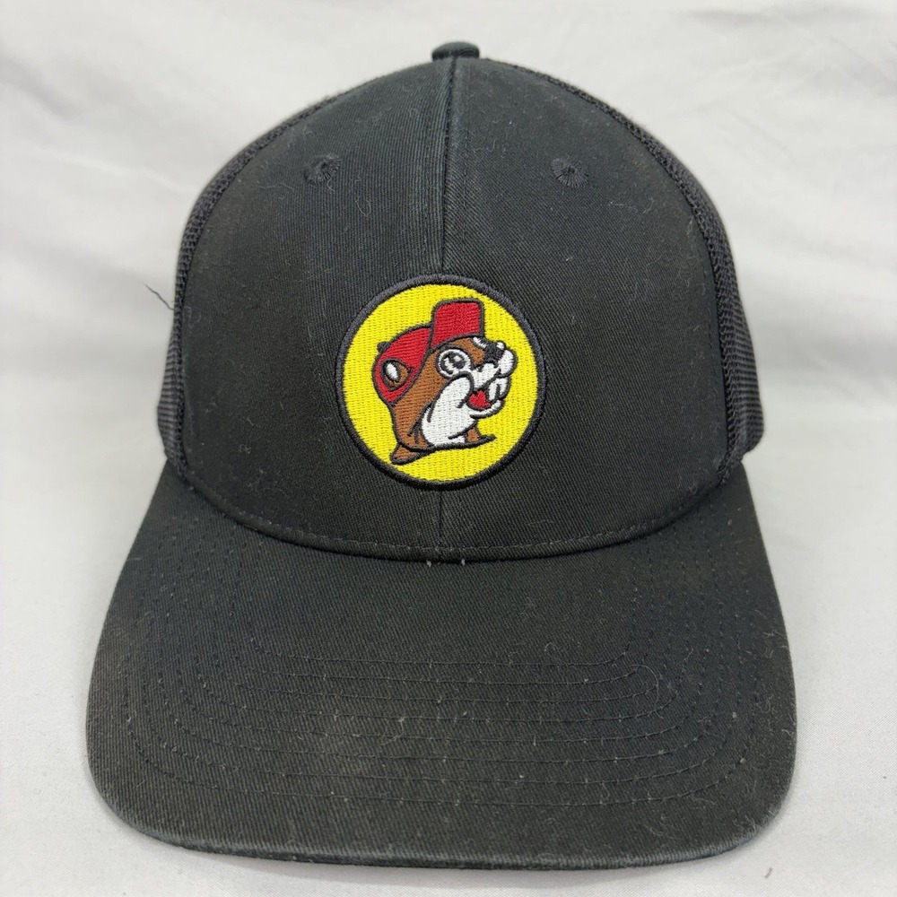 Buc-ee's Trucker Hat Beaver Logo Mesh Back Unisex OSFM Black Snapback Cap